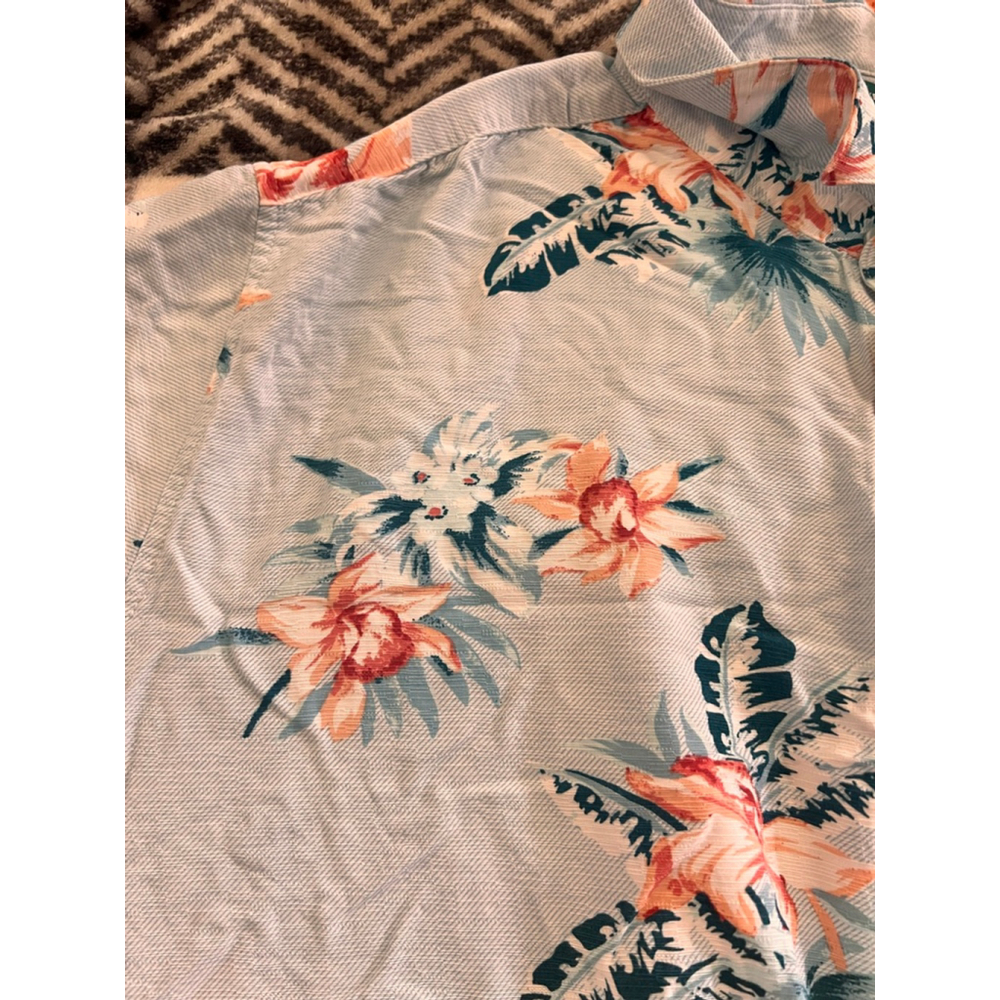 Men's Cubavera Casual Button Down Shirt XXL Light Blue Orange Floral - Picture 2 of 8